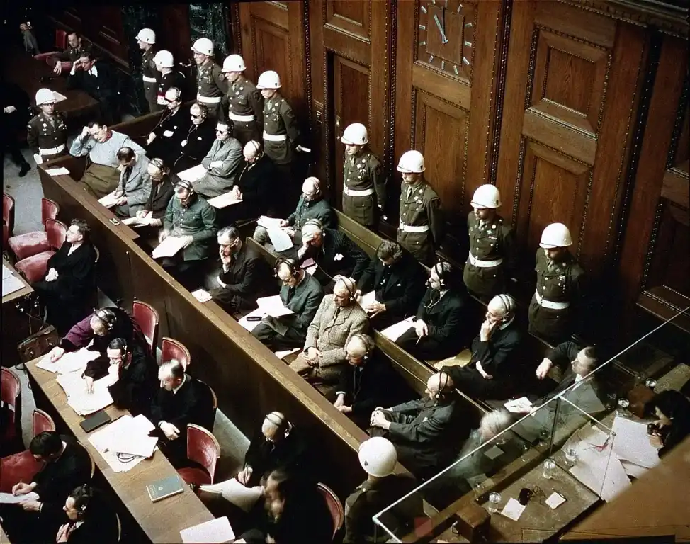 Defendants in the Dock at Nuremberg Trials in 1946