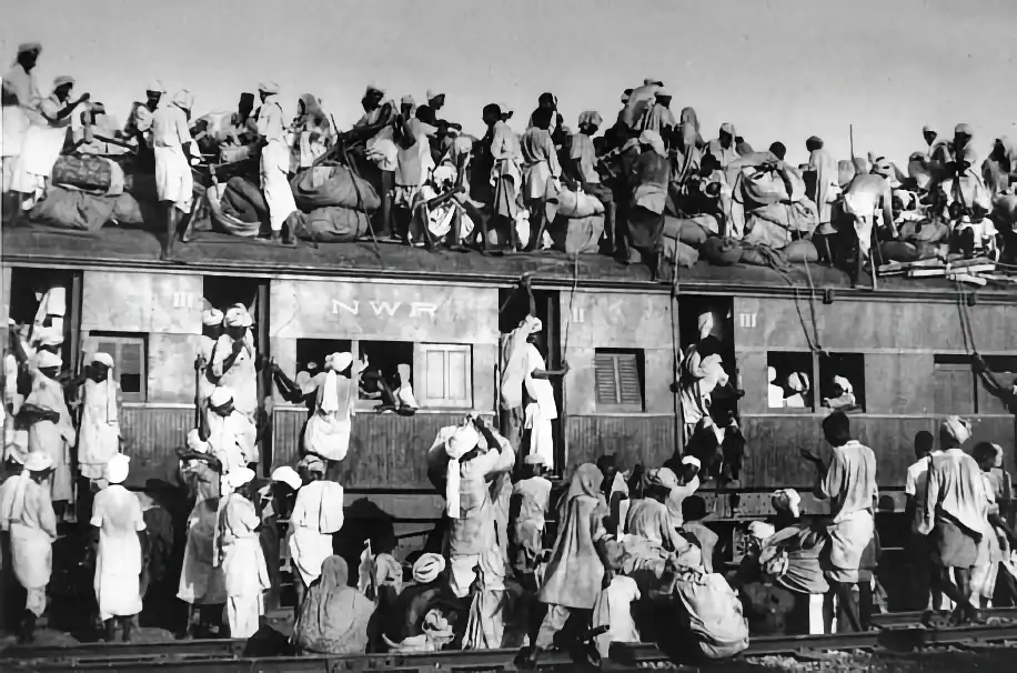 Overcrowded Train Transferring Refugees During the Partition of India