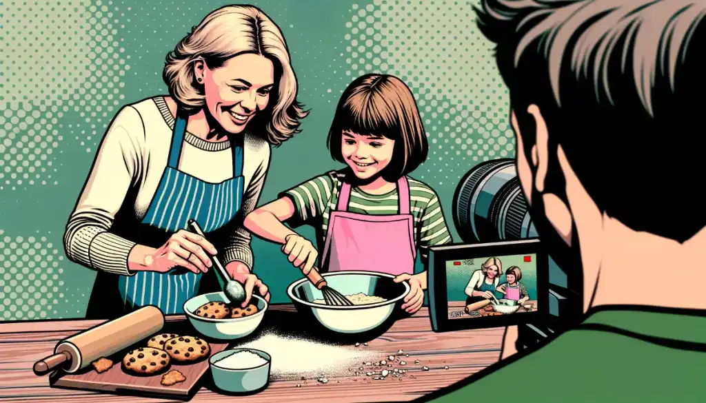 Kid Baking With Parents For Social Media Content